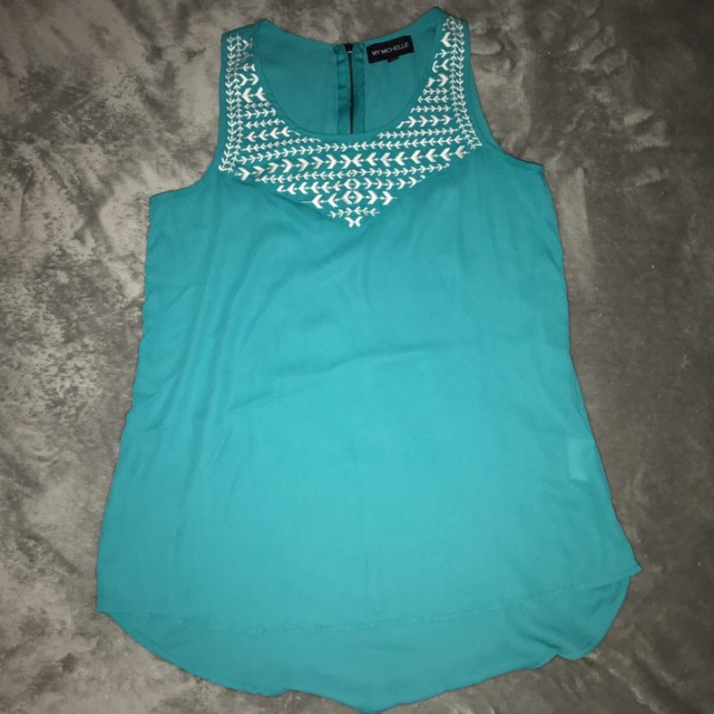 Teal flowy tank